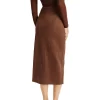 Dante High Waist Split Vegan Suede Midi Skirt
