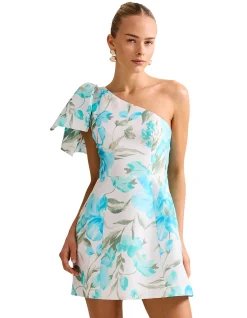 DARCY ONE SHOULDER BOW MINI DRESS