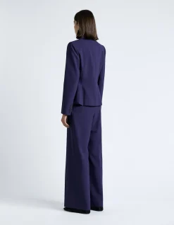 DARK COBALT EUROPEAN STRETCH SUITING HOURGLASS BLAZER