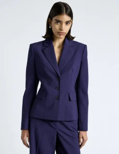 DARK COBALT EUROPEAN STRETCH SUITING HOURGLASS BLAZER