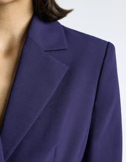 DARK COBALT EUROPEAN STRETCH SUITING HOURGLASS BLAZER