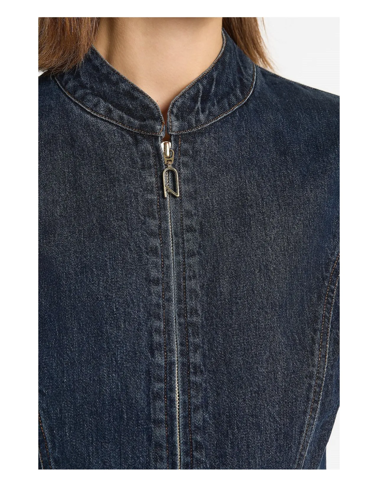 Dark Indigo Sculpting Zip Denim Jacket