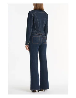Dark Indigo Sculpting Zip Denim Jacket