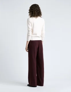 DARK PLUM CREPE STRAIGHT LEG PANT