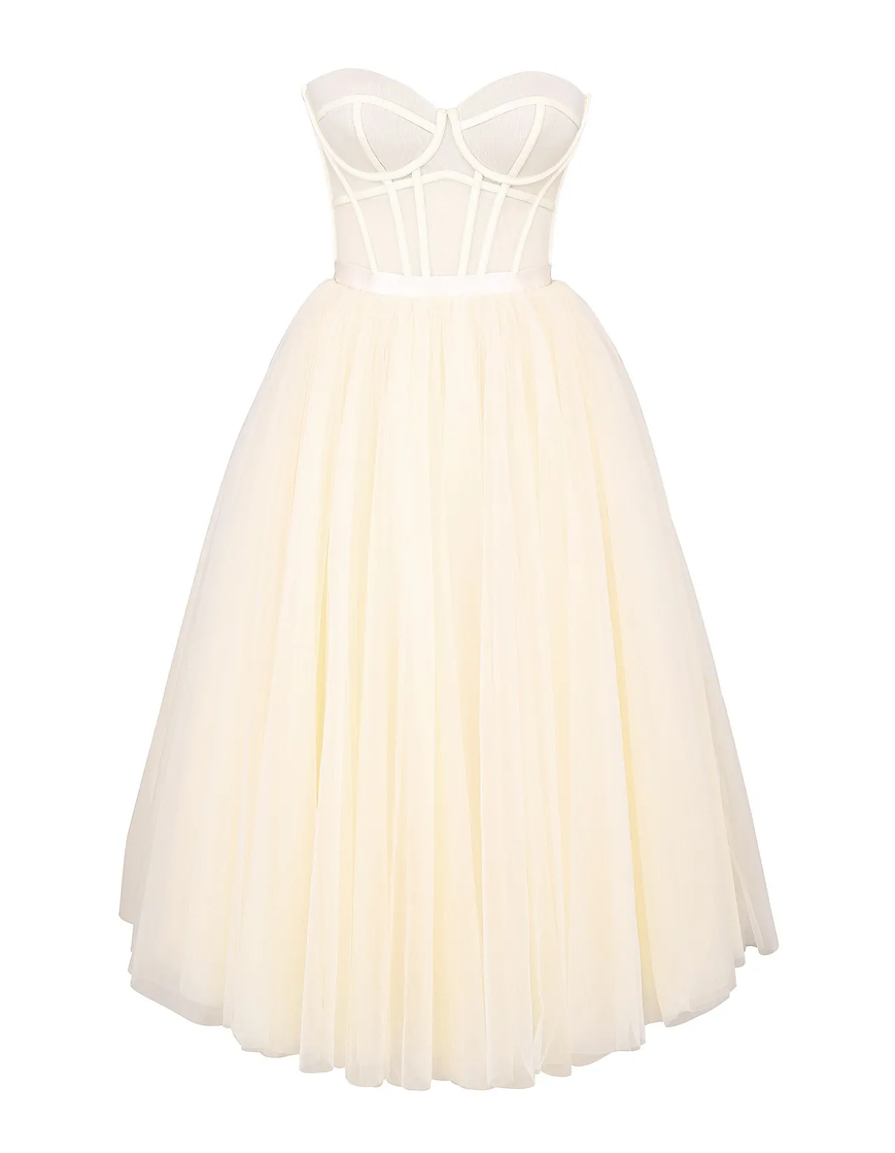Darling Vintage Cream Tulle Midi Dress