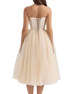 Darling Vintage Cream Tulle Midi Dress