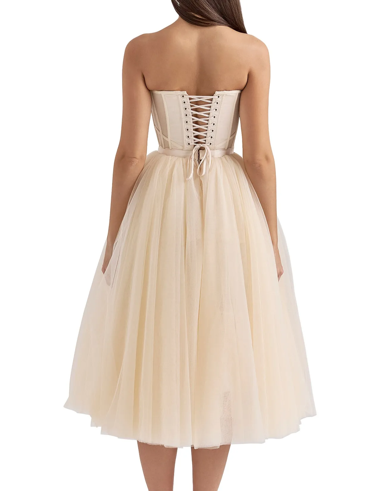 Darling Vintage Cream Tulle Midi Dress