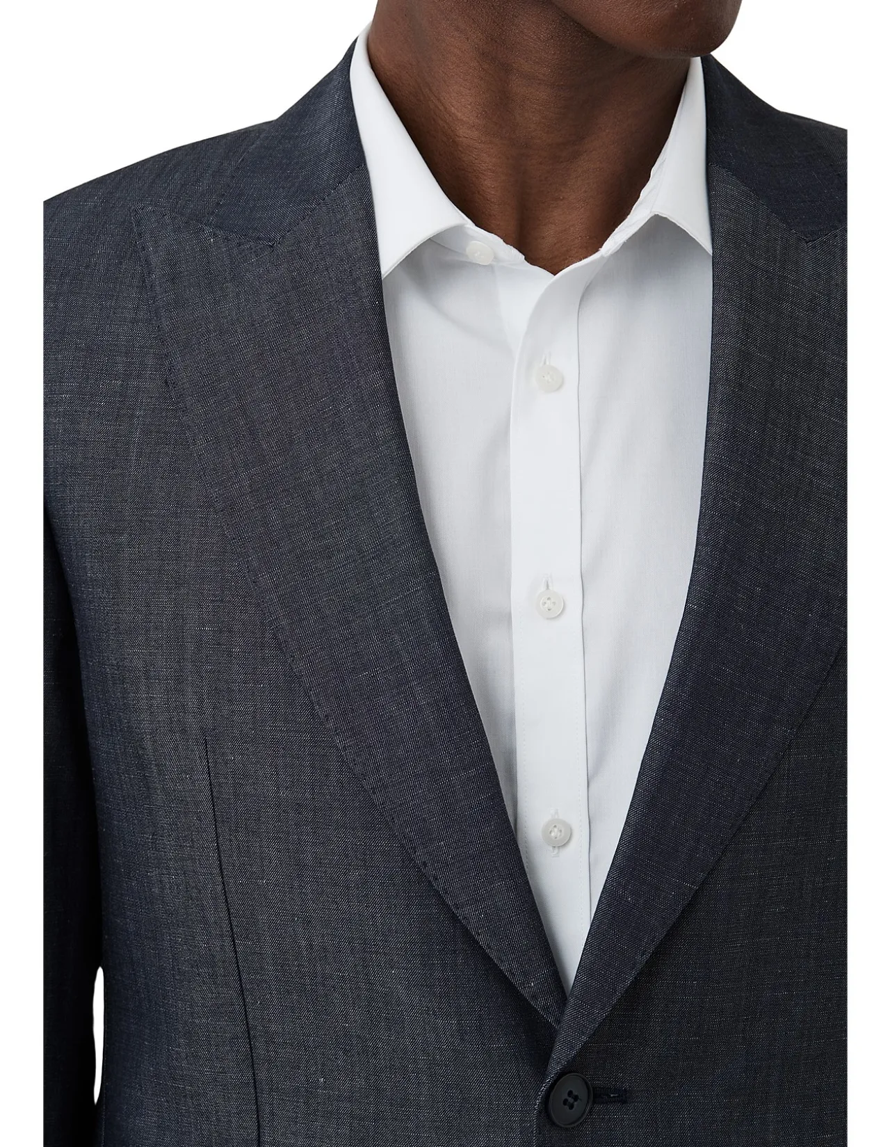 DENIM LOOK PEAK LAPEL JACKET