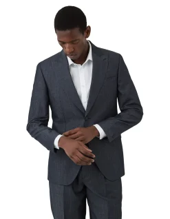 DENIM LOOK PEAK LAPEL JACKET