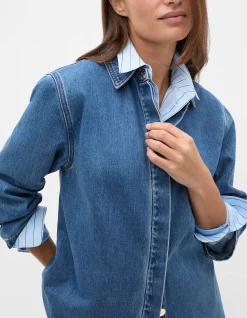 DENIM CONCEALED PLACKET SHIRT