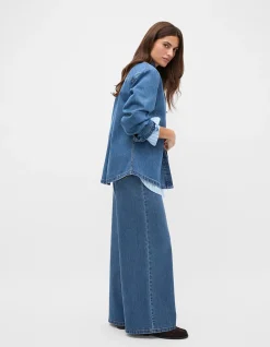 DENIM CONCEALED PLACKET SHIRT