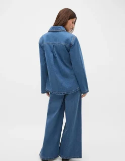 DENIM CONCEALED PLACKET SHIRT