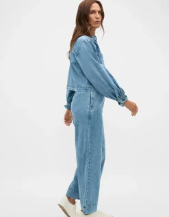 DENIM CROPPED POCKET SHIRT