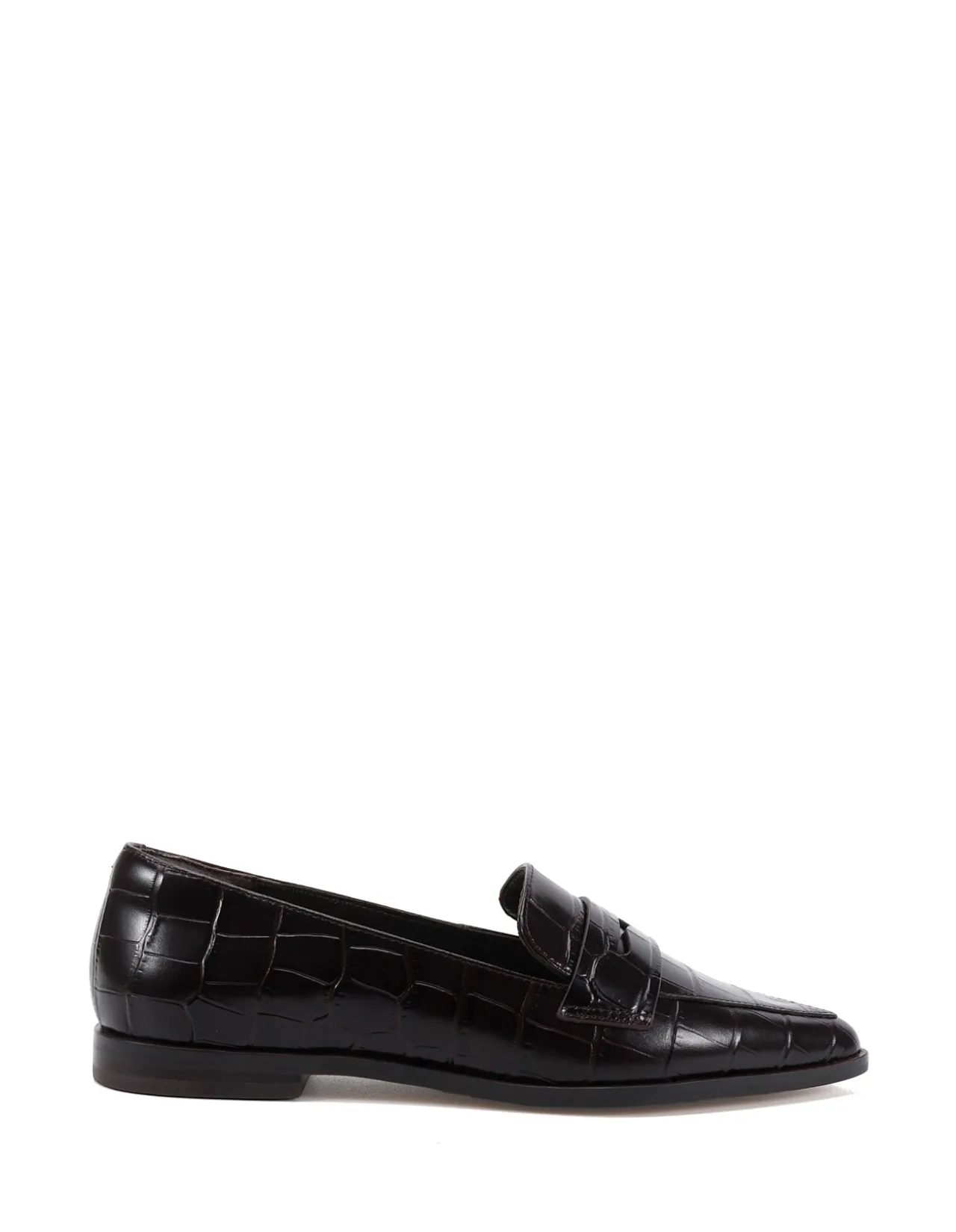 Denver Dark Brown Croc Embossed Leather Loafer