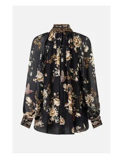 DETACHABLE PUSSY BOW RAGLAN BLOUSE