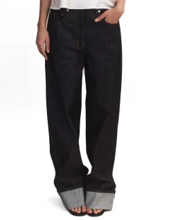 Dione Raw Indigo Barrel Leg Fold Up Jeans
