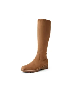 Disk Stretch Microsuede Knee High Boots