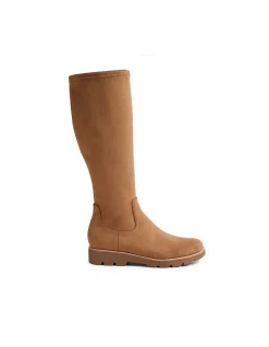 Disk Stretch Microsuede Knee High Boots