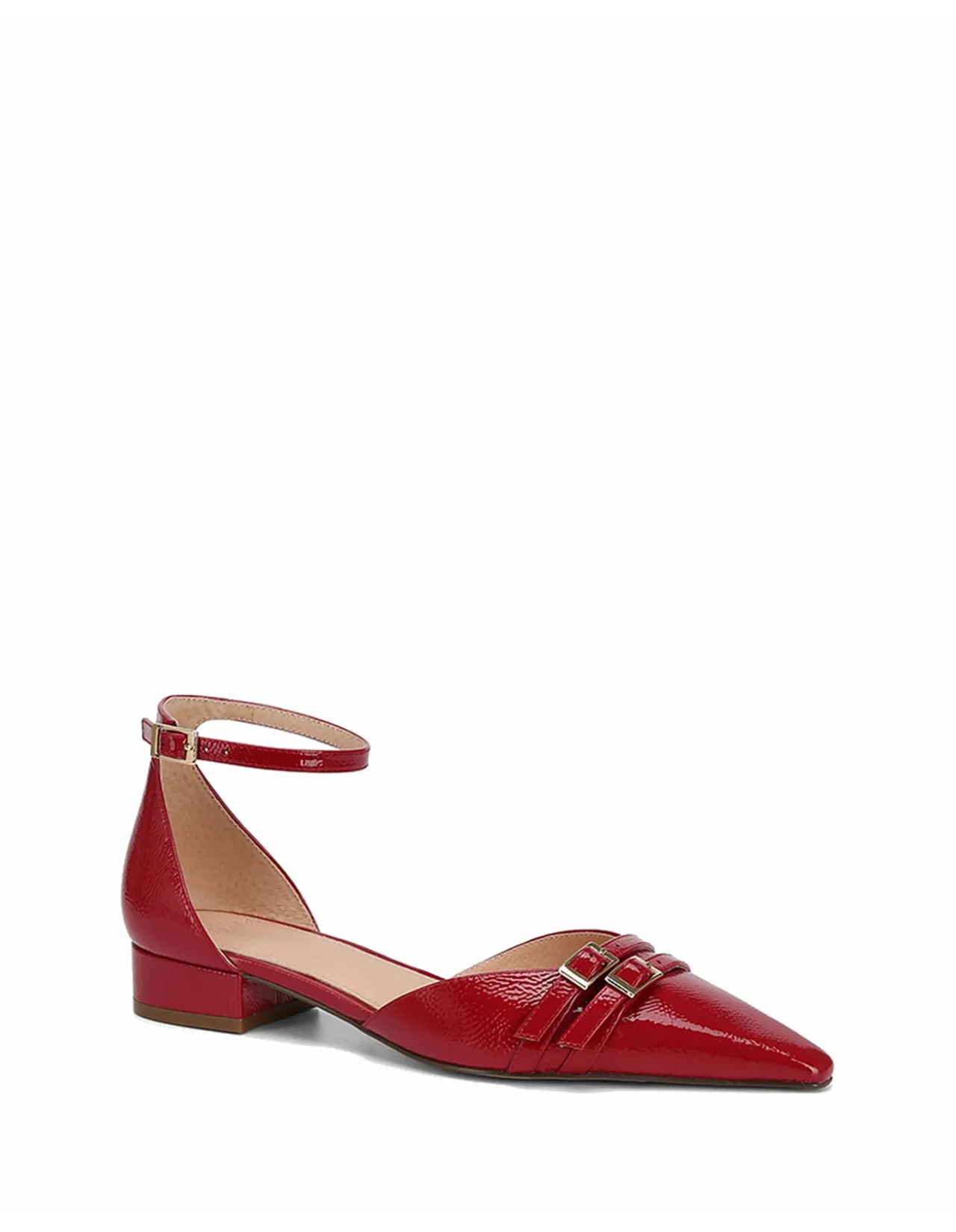 Divinia Red Crinkle Patent Leather Flat