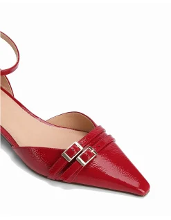 Divinia Red Crinkle Patent Leather Flat