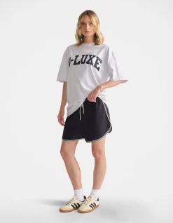 D-Luxe Oversized Distressed Logo Cotton T-Shirt