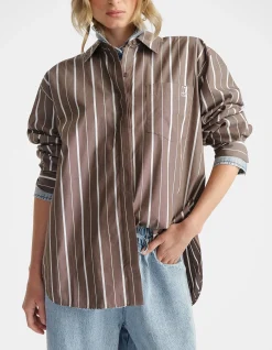 D-LUXE POPLIN STRIPE SHIRT