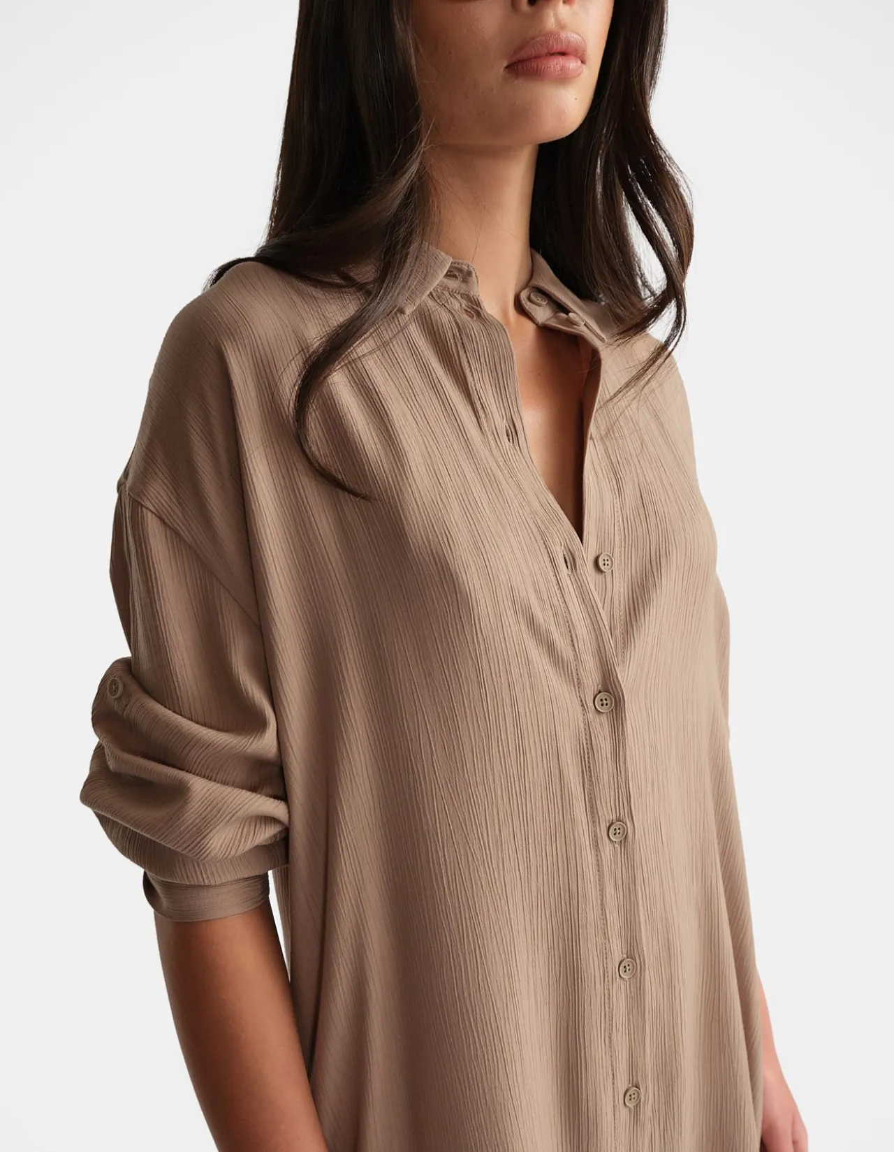 D-LUXE TEXTURED SHIRT DRESS