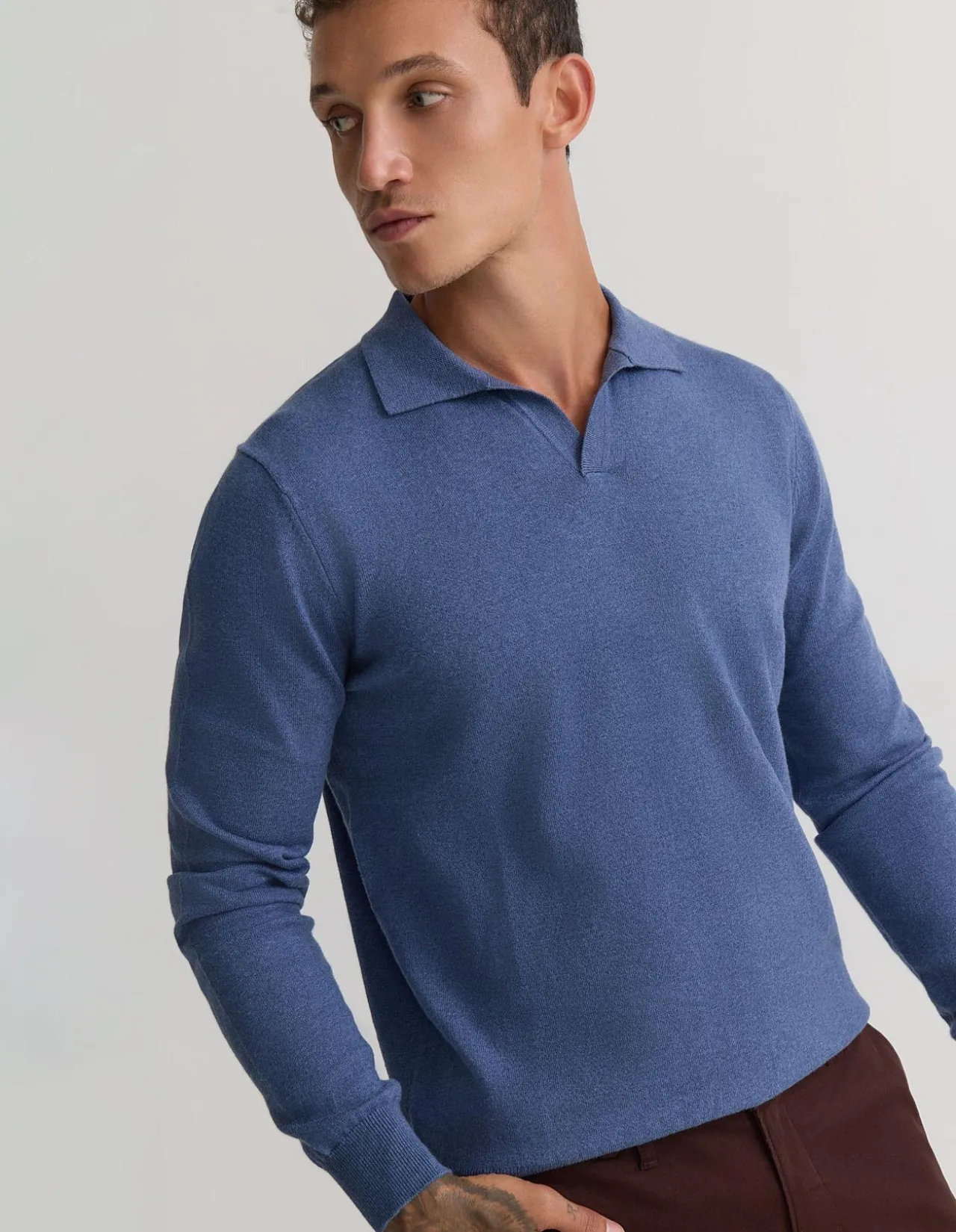 DOMINIC OPEN POLO COLLAR KNIT