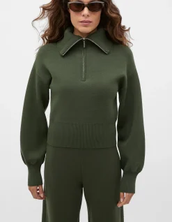 DOUBLE KNIT CROP ZIP THROUGH