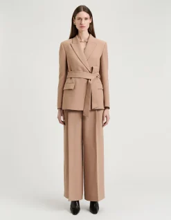 DOUBLE WEAVE TIE BELTED BLAZER