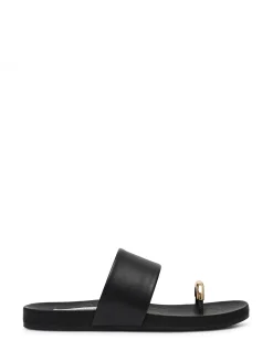 DOVE FLAT SANDAL BLACK LEATHER