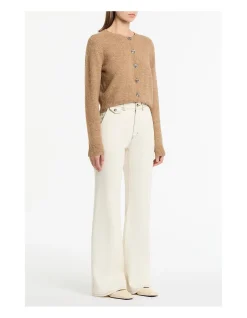 Ecru Mid Rise Bootleg Denim Jeans