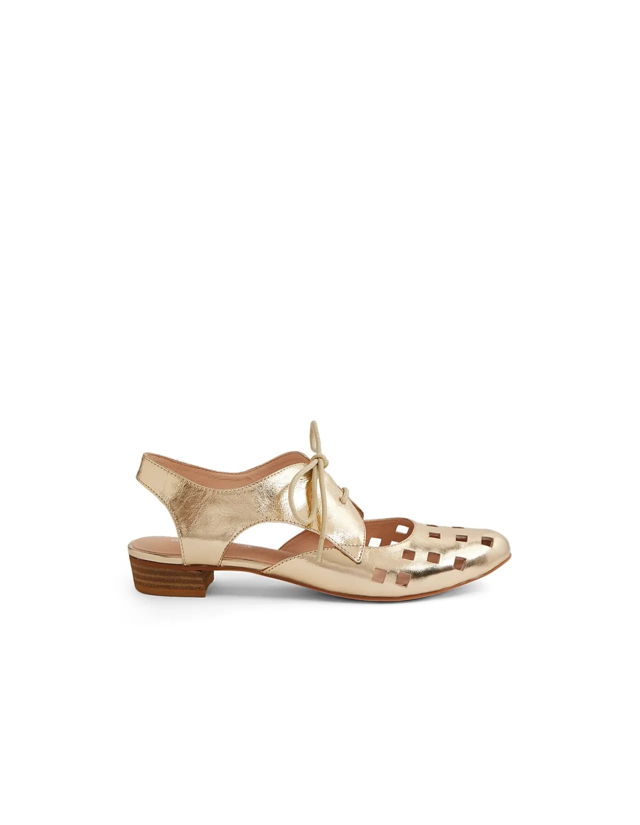 Eith Cut Out Lace Up Leather Flats