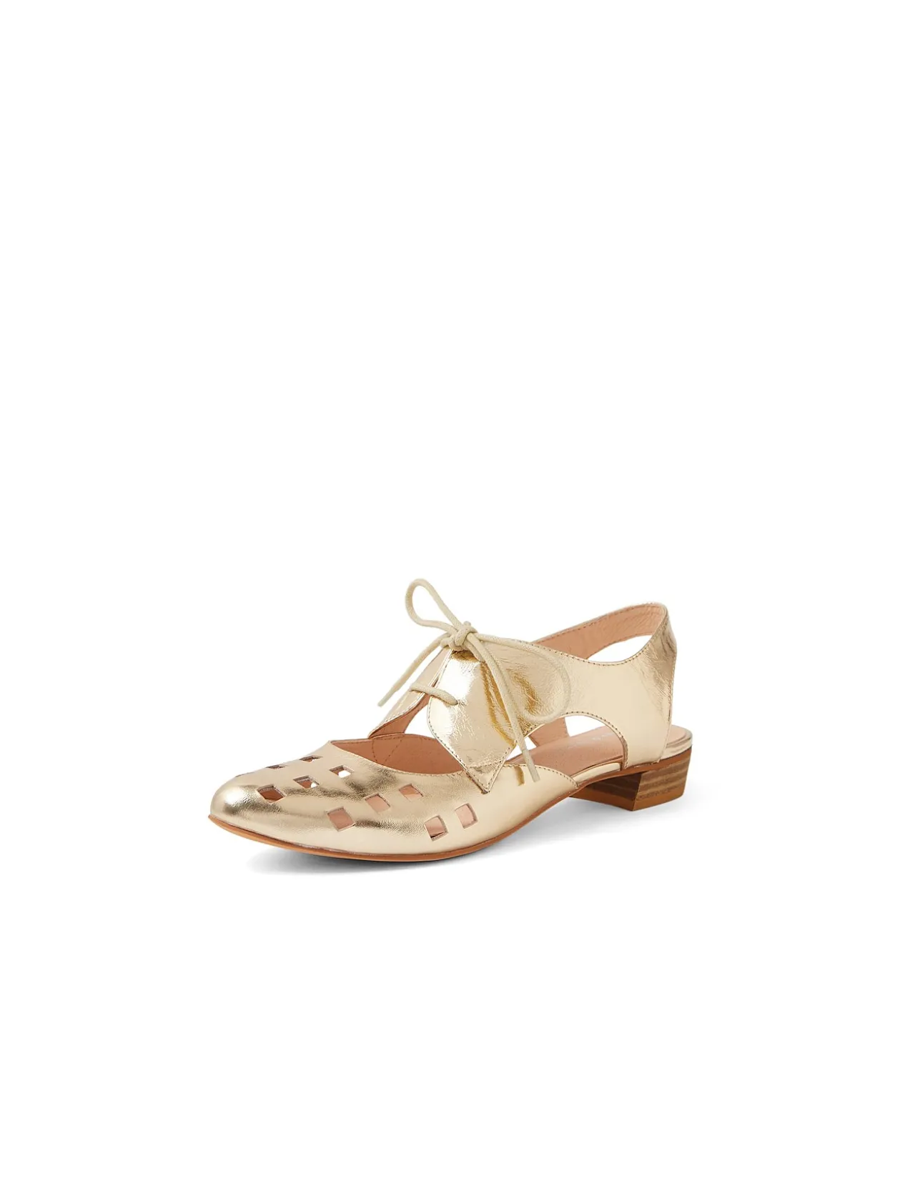 Eith Cut Out Lace Up Leather Flats