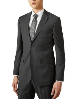 Elegan Notch Lapel Wool Jacket Black