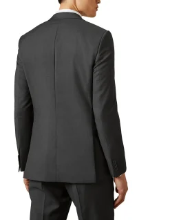 Elegan Notch Lapel Wool Jacket Black