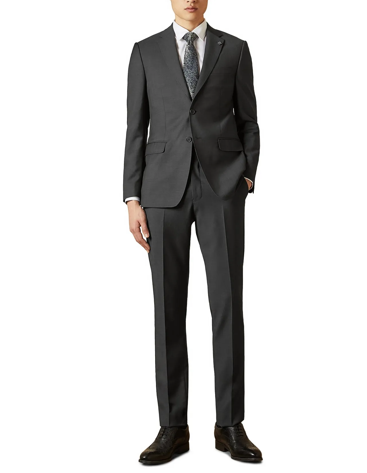 Elegan Notch Lapel Wool Jacket Black