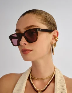 ELIXIR BROWN SQUARE SMOKEY BROWN MONO SUNGLASSES