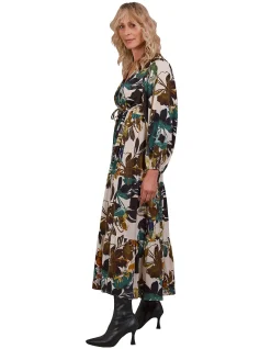 Elsie Tiered Floral V Neck Maxi Dress