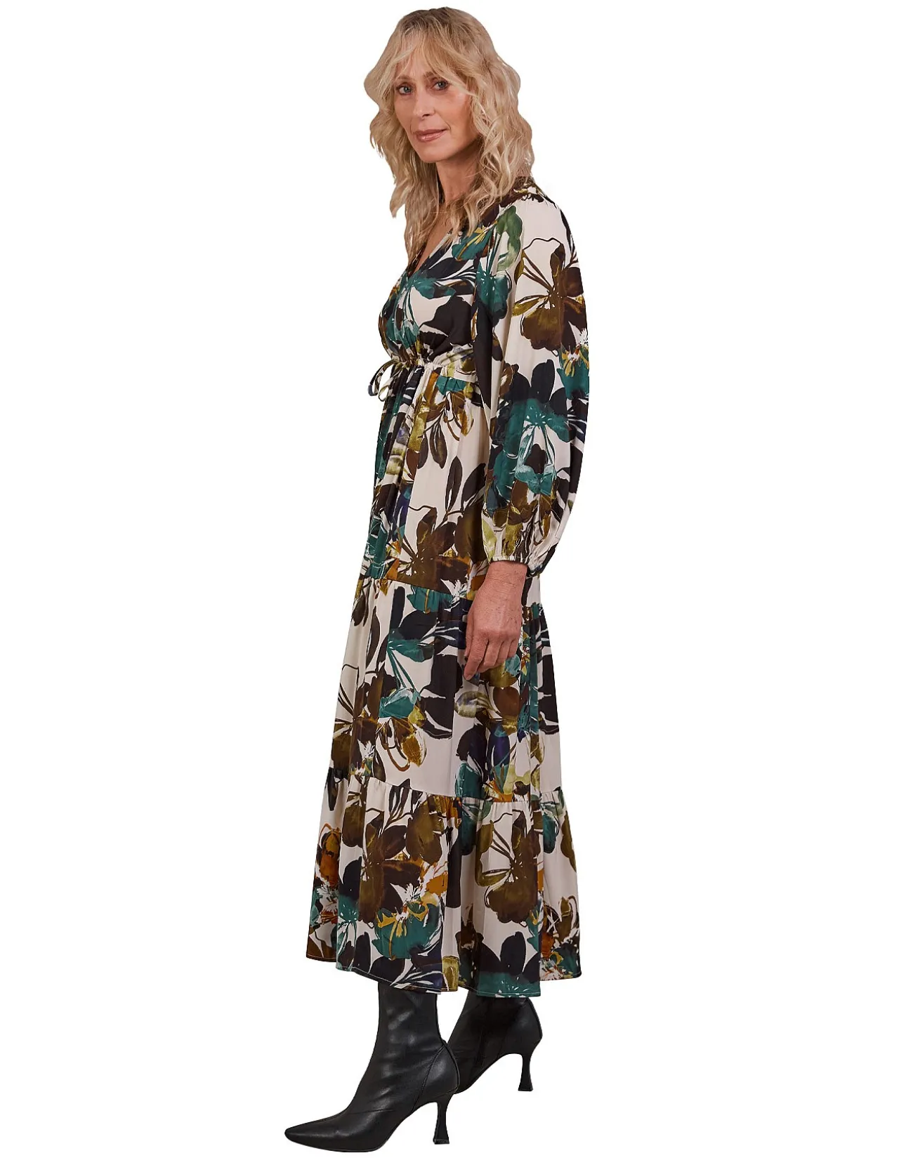 Elsie Tiered Floral V Neck Maxi Dress