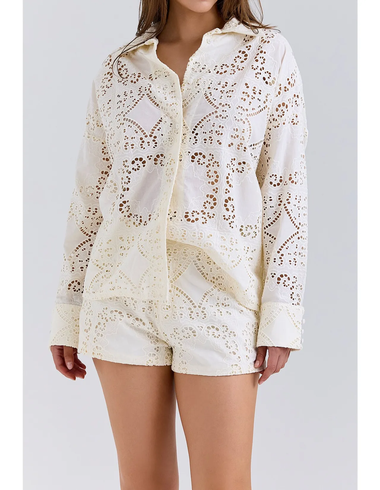 EMAN COTTON BRODERIE ANGLAISE SHORTS