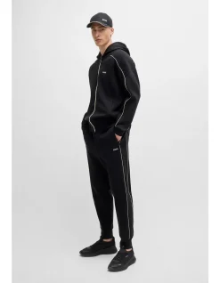 Embossed-Artwork Stretch Cotton Tracksuit Bottoms