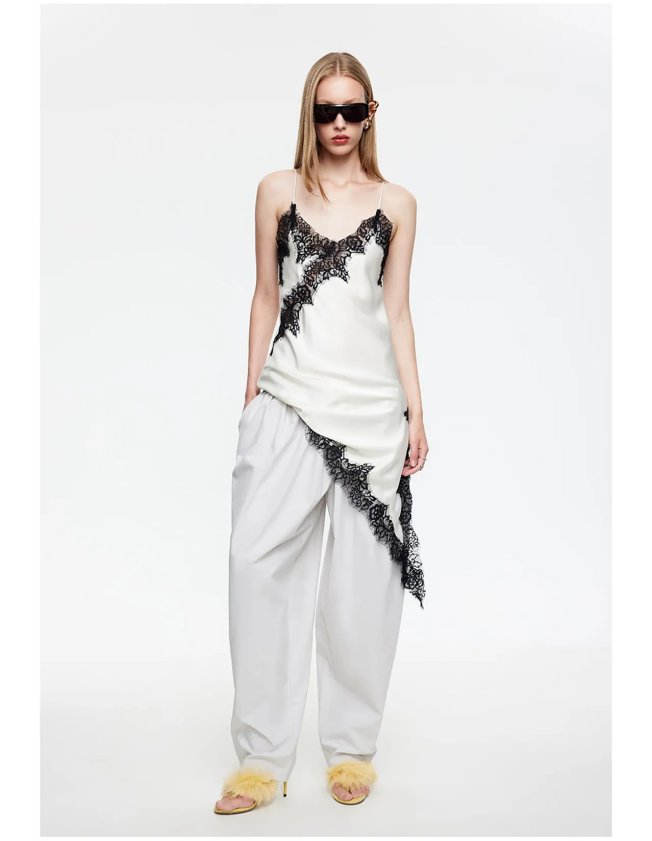 Emerging Lace Trim Midi Dress