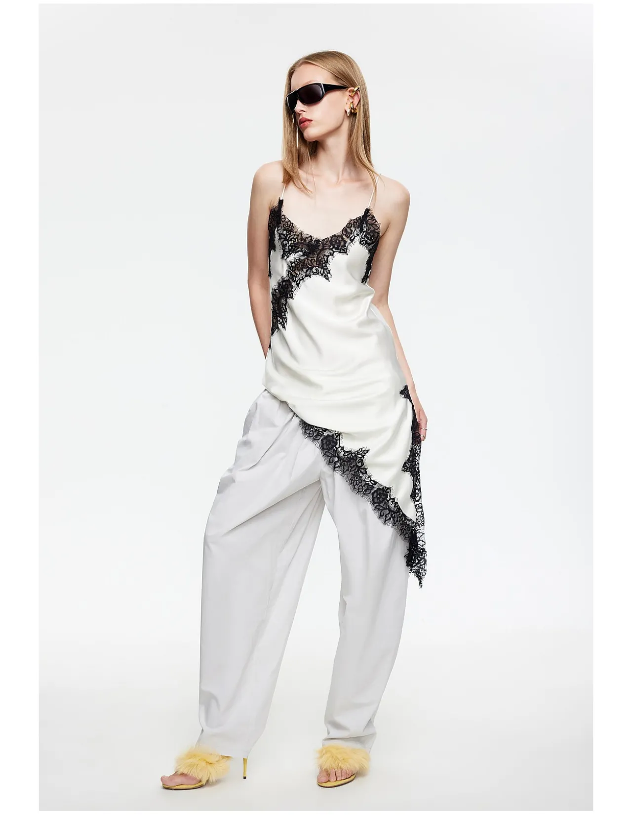 Emerging Lace Trim Midi Dress