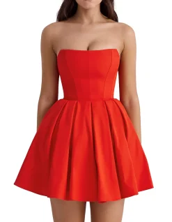 EMMANUELA PLEATED MINI DRESS
