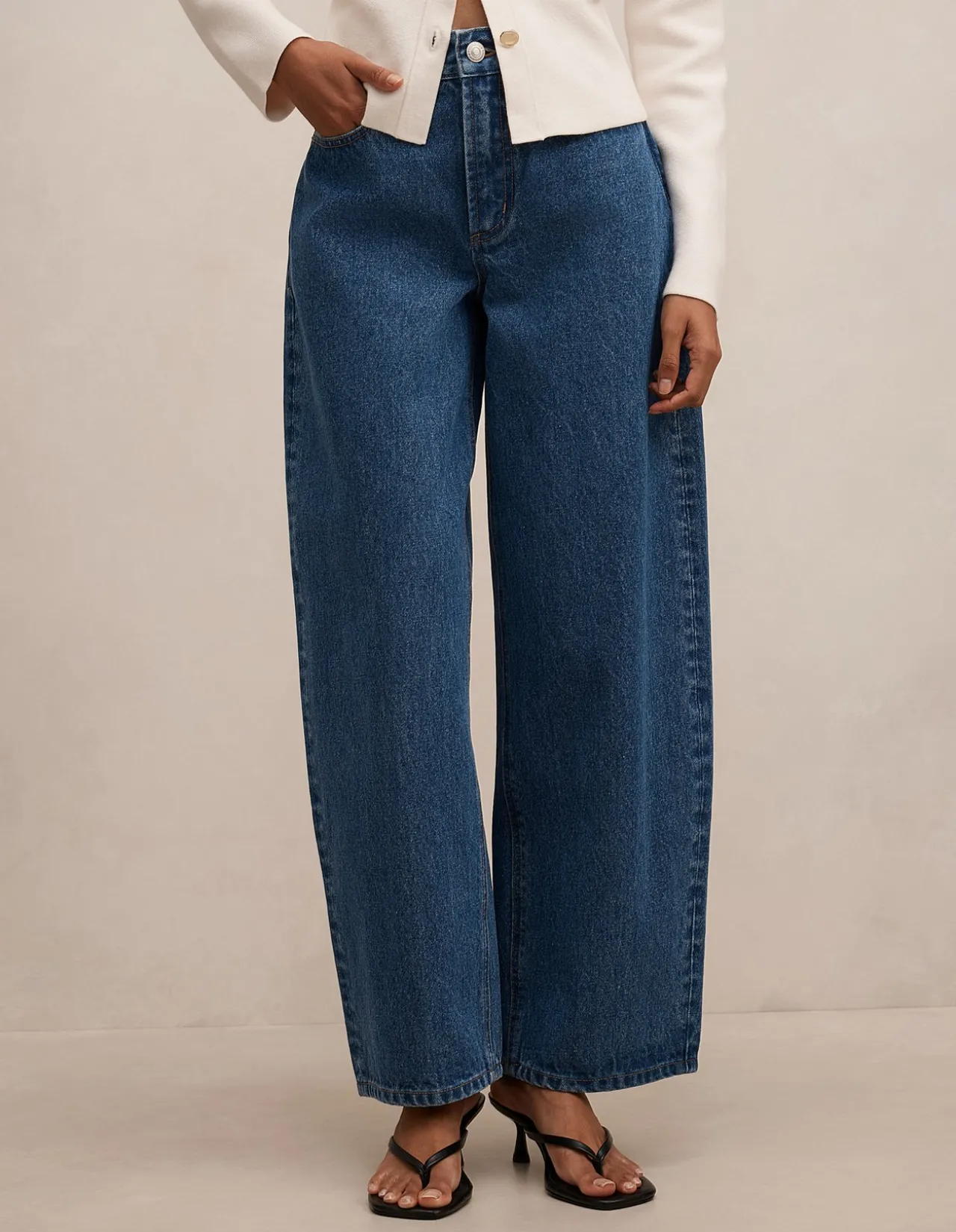 Emma Petite Mid Rise Barrel Leg Jeans