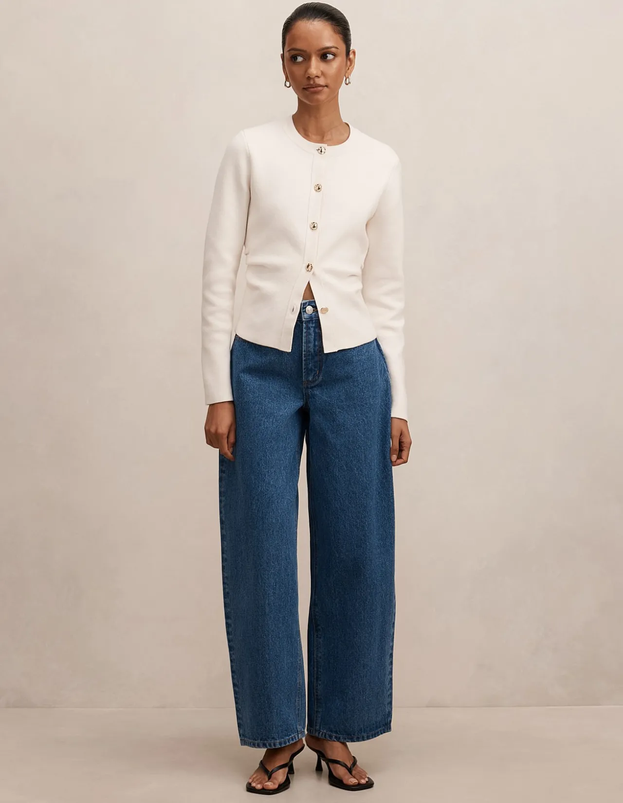 Emma Petite Mid Rise Barrel Leg Jeans