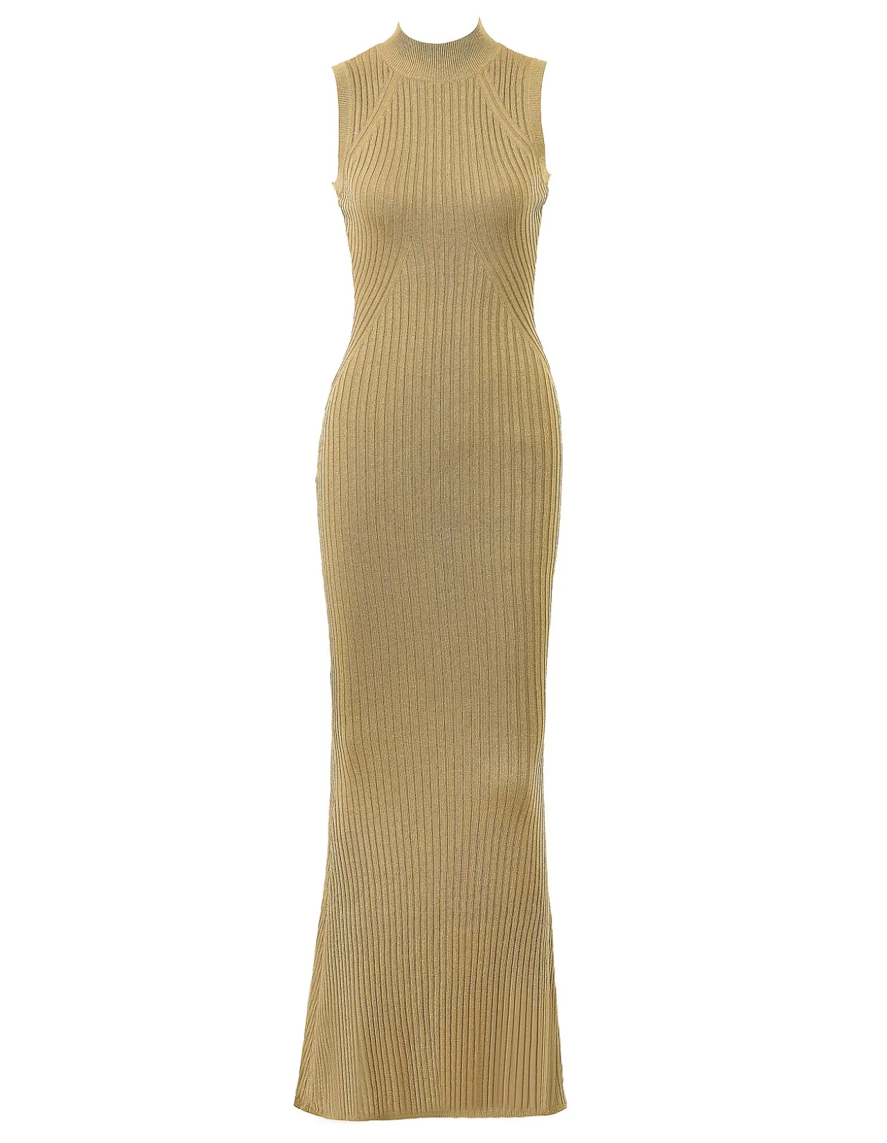 Emmie Gold Metallic Ribbed Maxi Dress