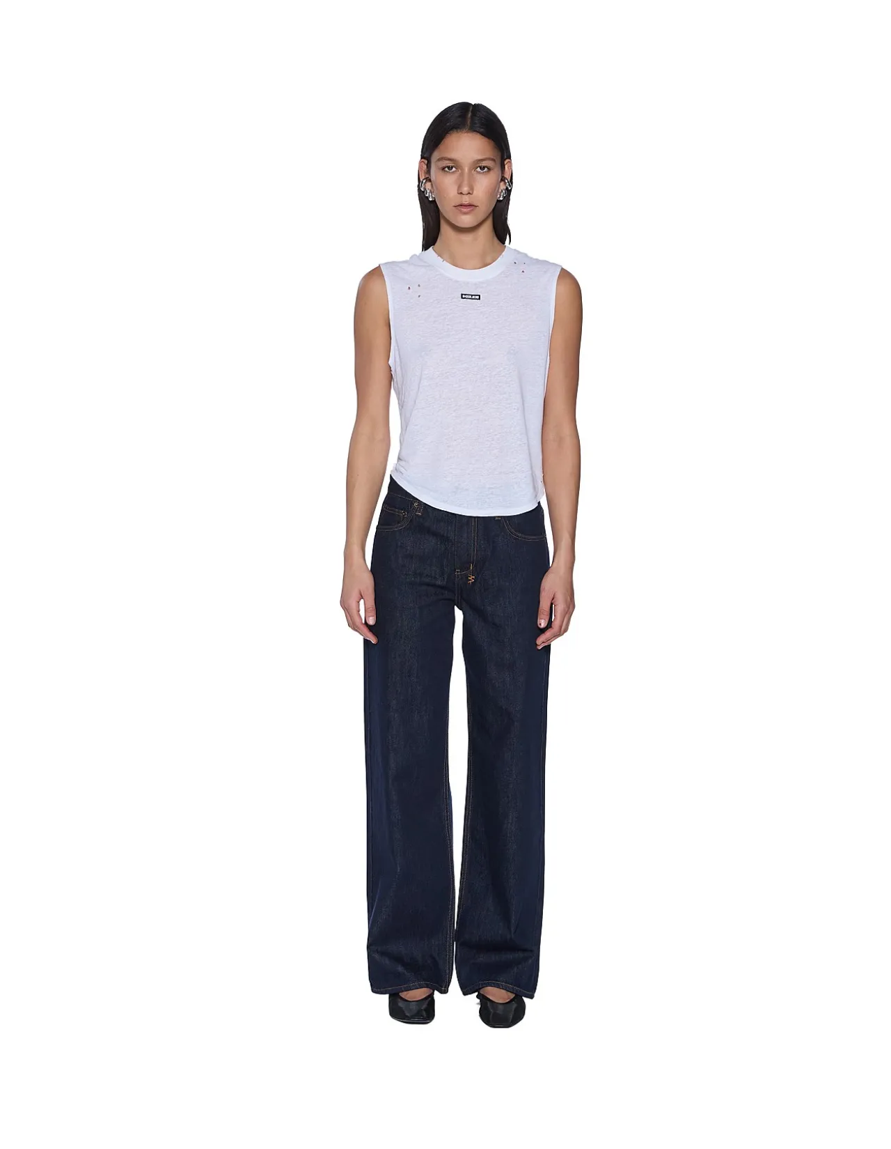 Empire Relaxed Wide Leg Denim Jeans