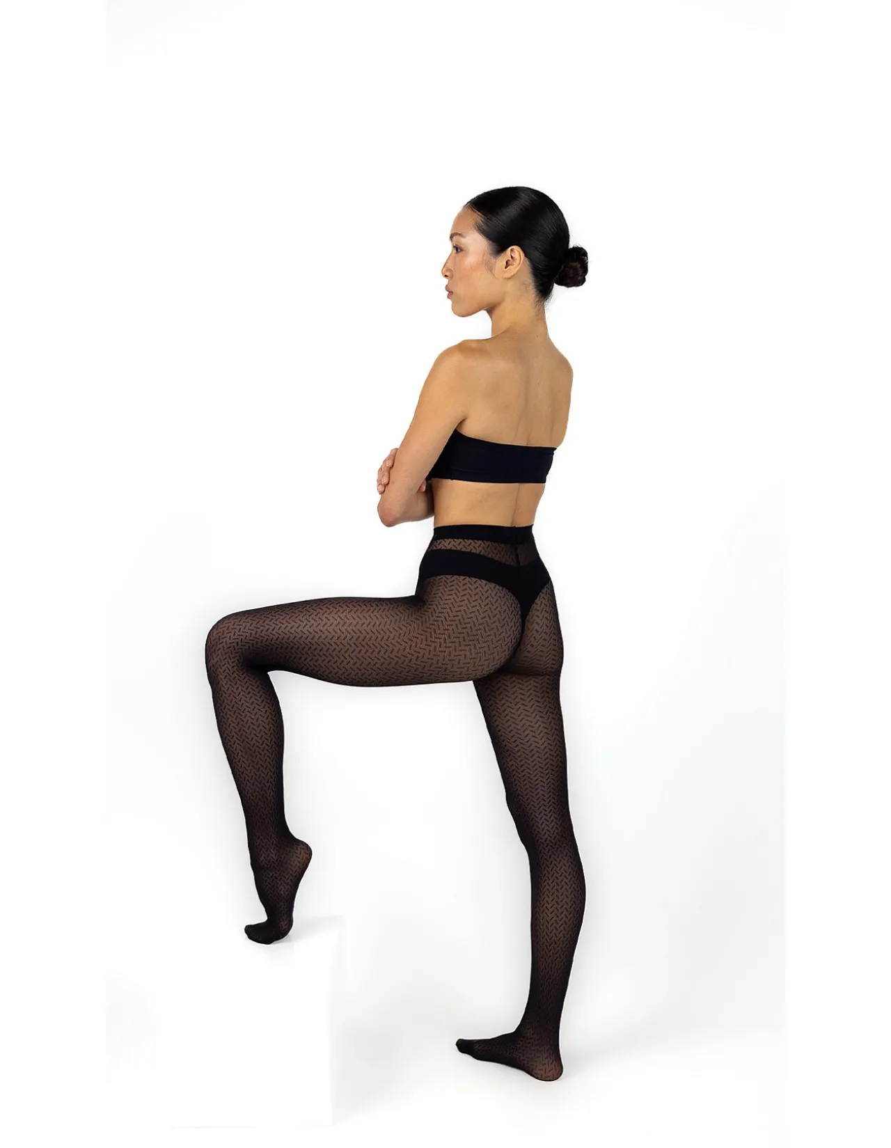 ENERGY - 50 Denier Sheer Black Chevron Pattern Tight